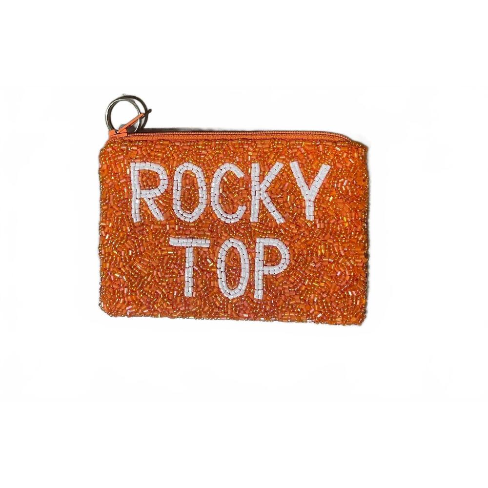 NEW TIANA rocky top beaded coin purse in orange/white